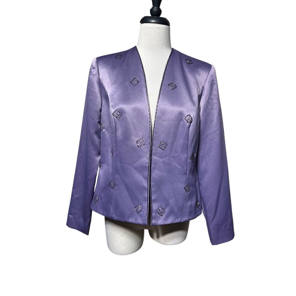 Karen Miller Vintage NWT Lavender Silky Sequin Jacket Formal Shrug Size 8